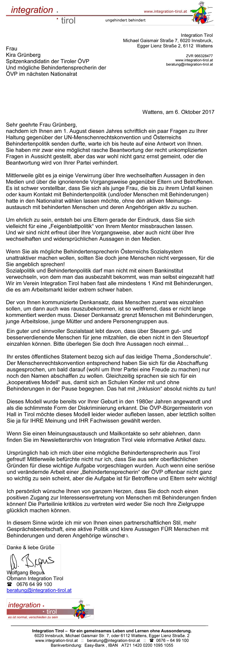offener Brief an Kira Grünberg